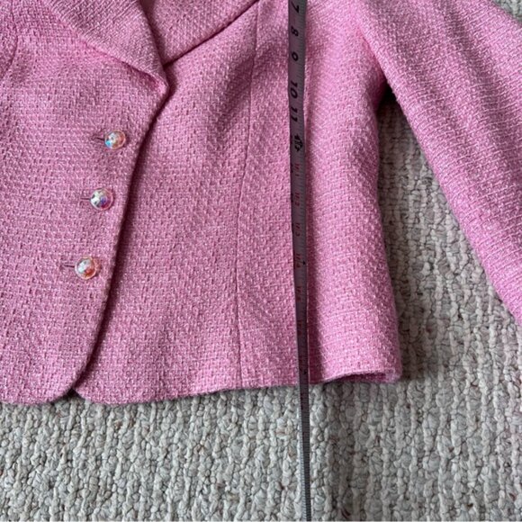 Escada Pink Women's Tweed Wool Blend Blazer Suit Jacket - Picture 14 of 15